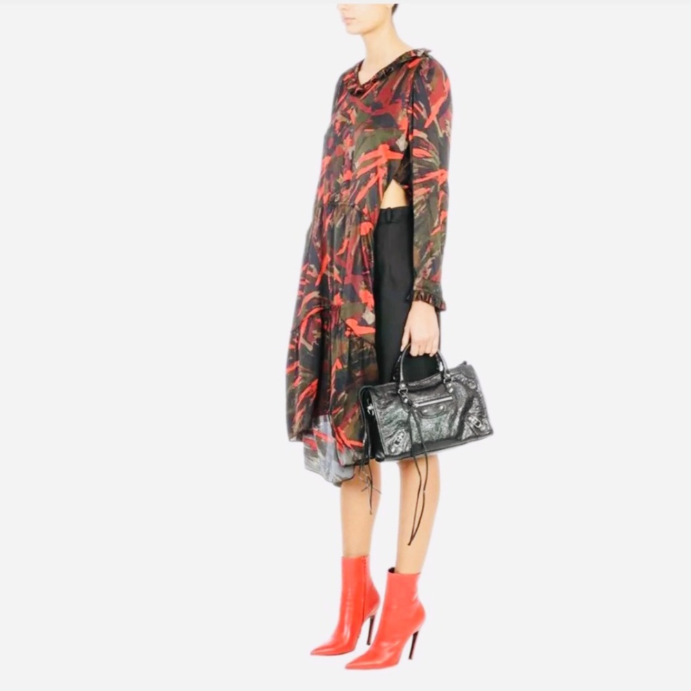 BALENCIAGA Marron Hybrid Abstract Graphic Print Two-Way Dress